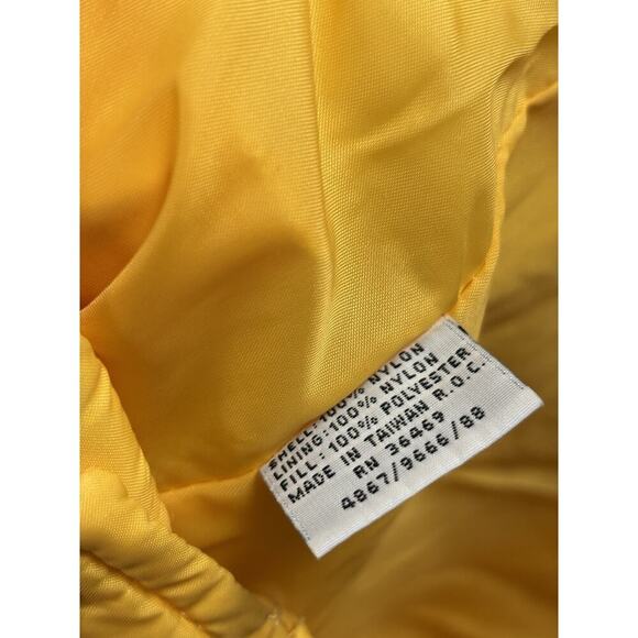 Snow Weather Vintage Puffer Coat Womens 20W Yellow Zip Hooded Nylon Insulated - Picture 15 of 16